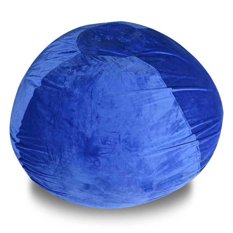Velvet Bean Bag Chair, Red-3Ft Plush Floor Chair For Kids And Adults W/ Washable Cover, Lounge Chair With Stretchable Fabric, Comfy Bedroom Chair, Filled With Shredded And Memory Foam.