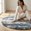Tapis d'intérieur bleu à poils longs Alban-671491935