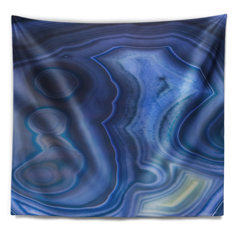 Tapisserie abstraite en agate bleue, H 32 po x l 39 po