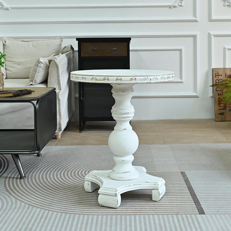 Table basse décorative en bois blanc rustique