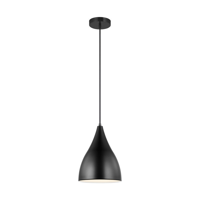 Luminaire suspendu conique à 1 lumière Ayer, Nuit noire, H 147 po x l 9 po x P 9 po