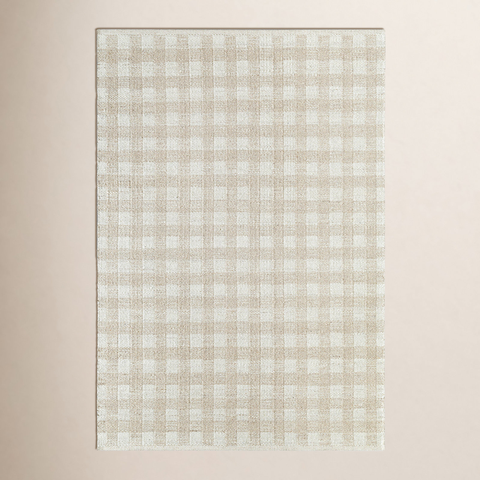 Lavande Hand-Woven Plaid Wool Rug, Rectangle 8' x 10'
