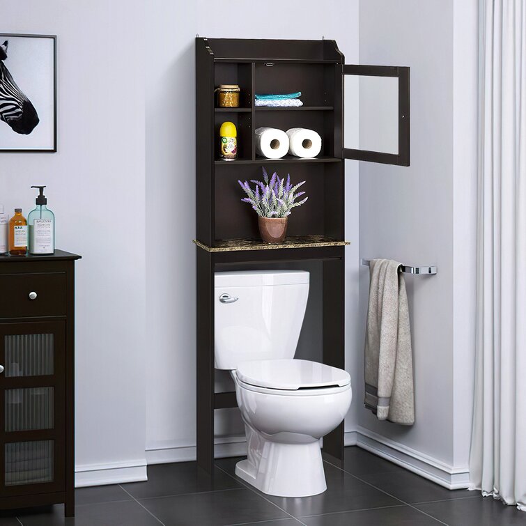 23.25 in. W x 69 in. H x 7.25 in. D Black Over-the-Toilet Storage Cabinet