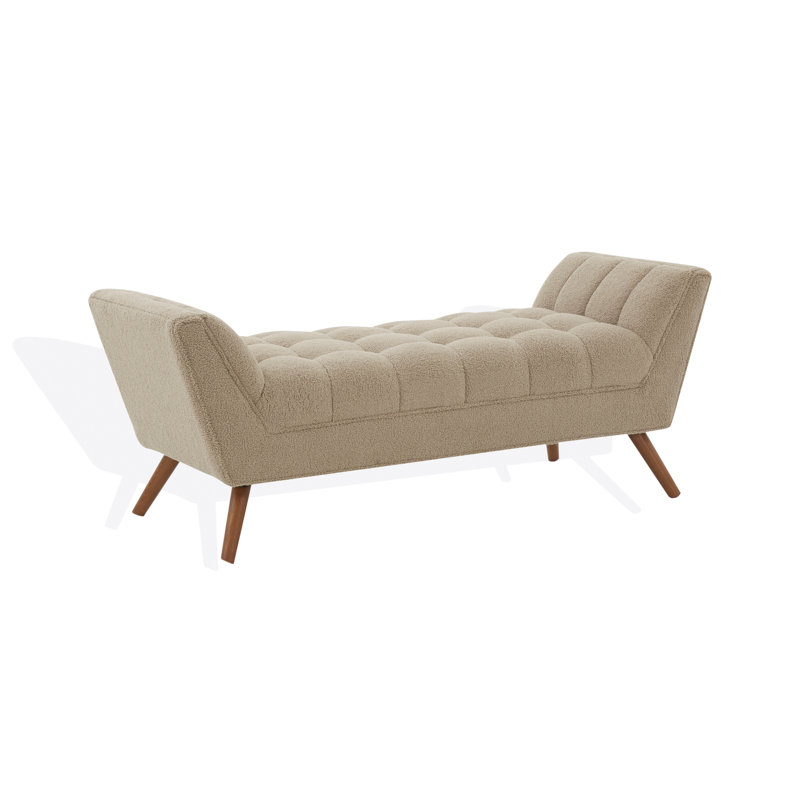 Upholstered Bench, Brown / Dark Brown Faux Shearling