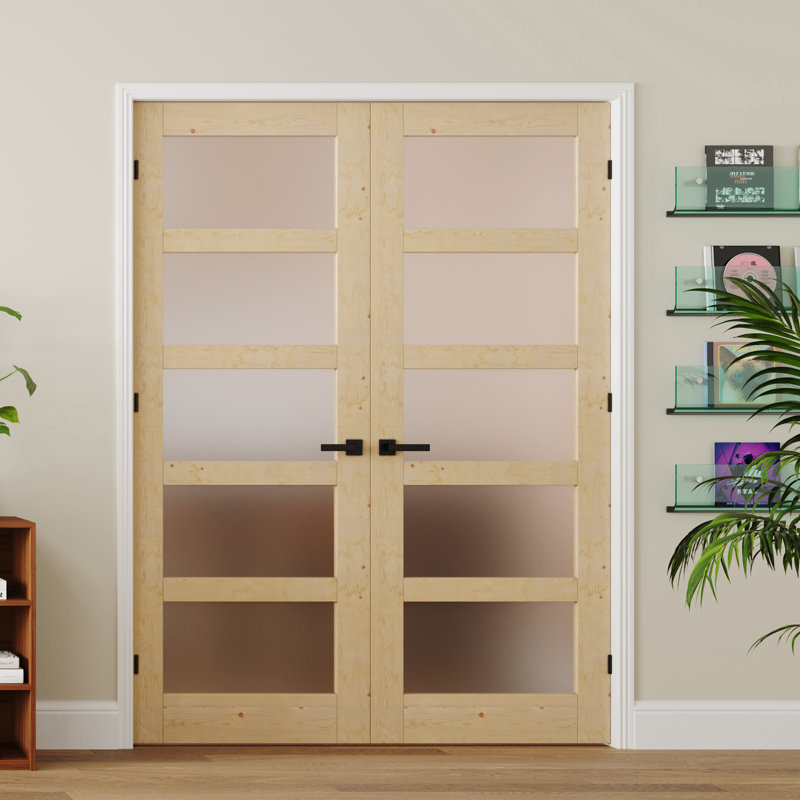 Double verre givré intérieur à 5 lumières avec porte en bois massif manufacturé et porte de garde-manger pré-montée à panneau de base solide
