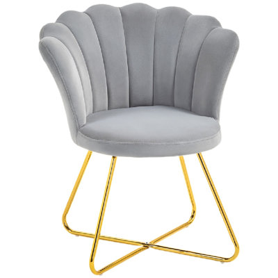 Velvet-Feel Lotus Petal Accent Chair -