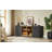 "64" Wavy Tv Cabinet With Vertical Stripes & Glass Doors – Black, 64"w X 15"d X 24"h"