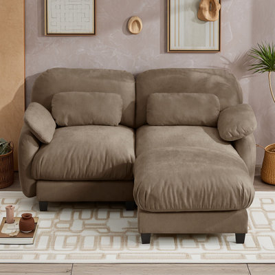 Canapé d'angle modulable deux places avec pouf