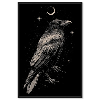 Raven Parmi les Étoiles, reproduction d'art sur toile encadrée par Art Remedy, cadre noir, 16 x 24