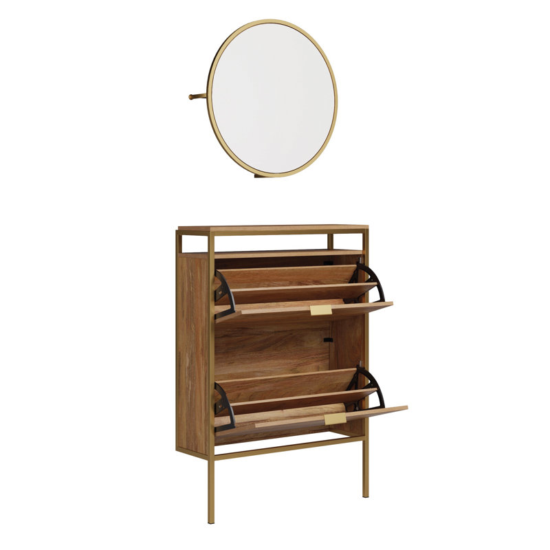 Sindoori Mango Wall-Mounted Shoe Cabinet with Mirror