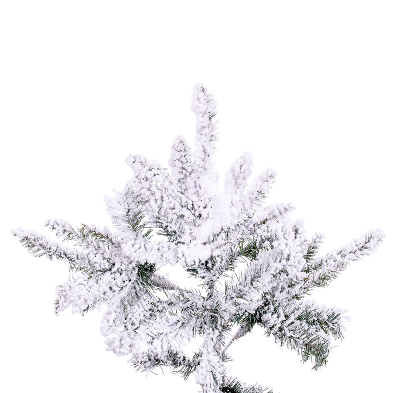 Utica Flocked Green/White Fir Artificial Christmas Tree with Stand, 12' H