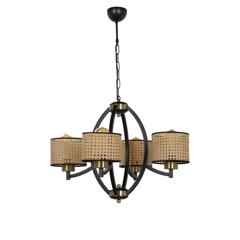 Kikuko 4 - Light Shaded Chandelier, Black