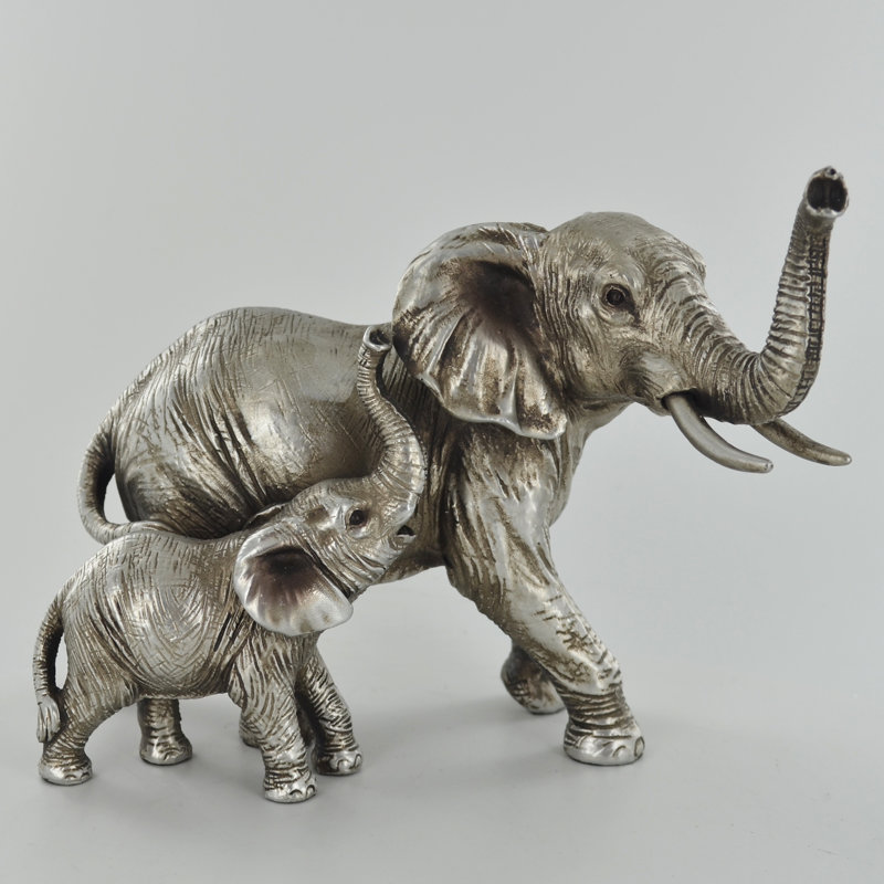 Alexandro Elephant Family Silver Figurine