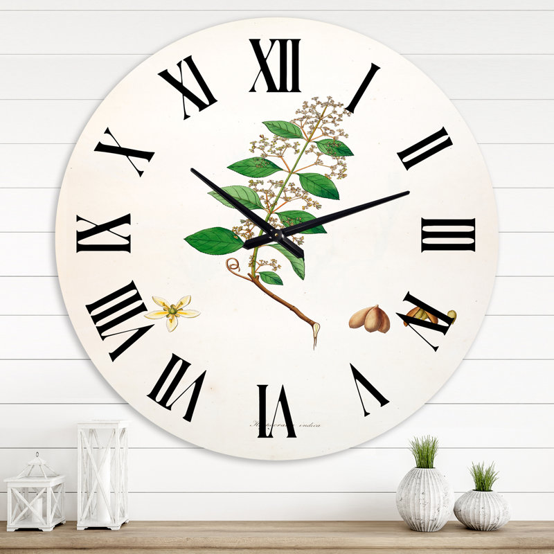 Horloge murale Vintage Botanicals I, Moyenne