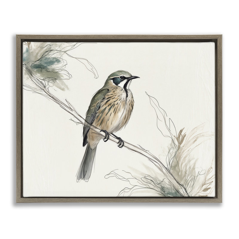 Cadre flottant illustré avec oiseaux sauvages, design par LSR Creative Studio, Cadre flottant orme Montalcino