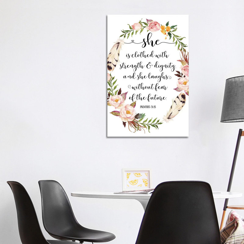 She Is Clothed With Strength And Dignity, And She Laugh, Proverbs 31:25 - Print on Canvas, Wrapped Canvas
