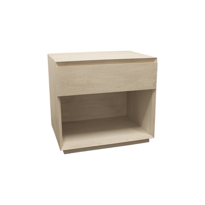 24" Natural Solid Wood One Drawer Nightstand