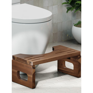BLUEWEST Foldable Toilet Stool, 7 Inch Non-Slip Bathroom - Walnut