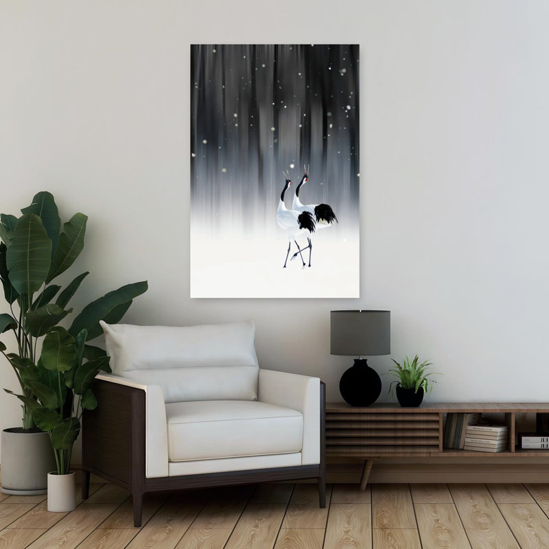 Dashiell Contemporary Art Abstract Contemporary Bird Winter Landscape Wall Art 1 Piece Wrapped Canvas Wall Art