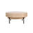 36 Inch Modern Handcrafted Round Coffee Table, Oak White Wood Top with Grooved Edges, Black Iron Legs