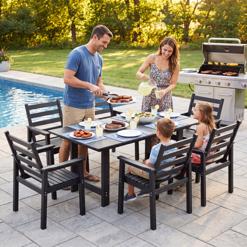 Outdoor Dining Set HDPE Rectangular Patio Table