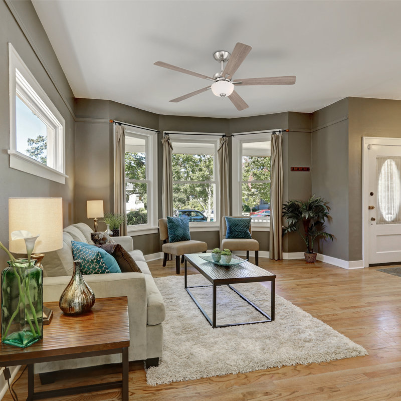 Dines 52 in. Indoor Brushed Nickel Transitional Ceiling Fan with (2) 3000K LED Bulbs, Frosted Shade, Remote Included