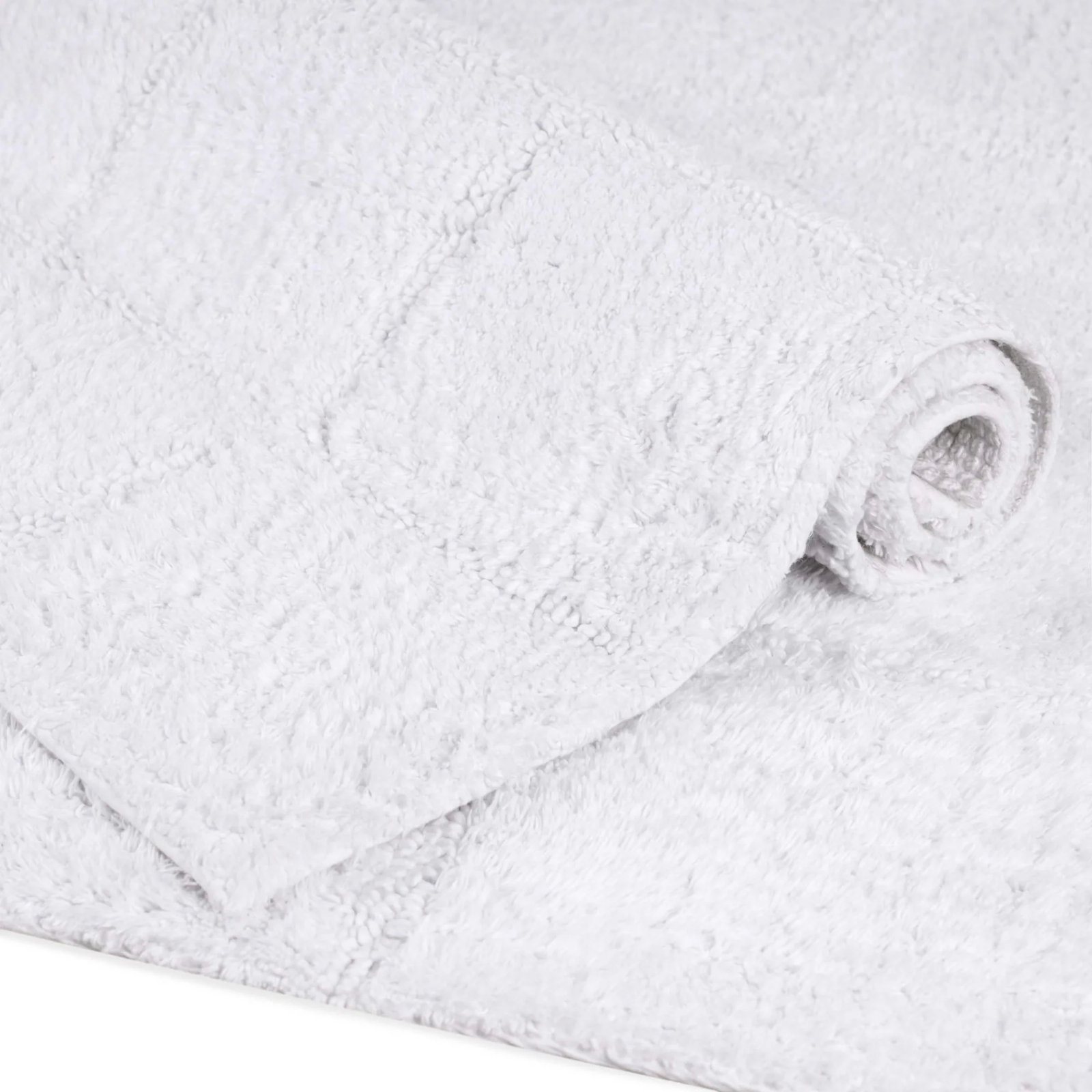 Checkered Cotton Bath Rug, Checkers White