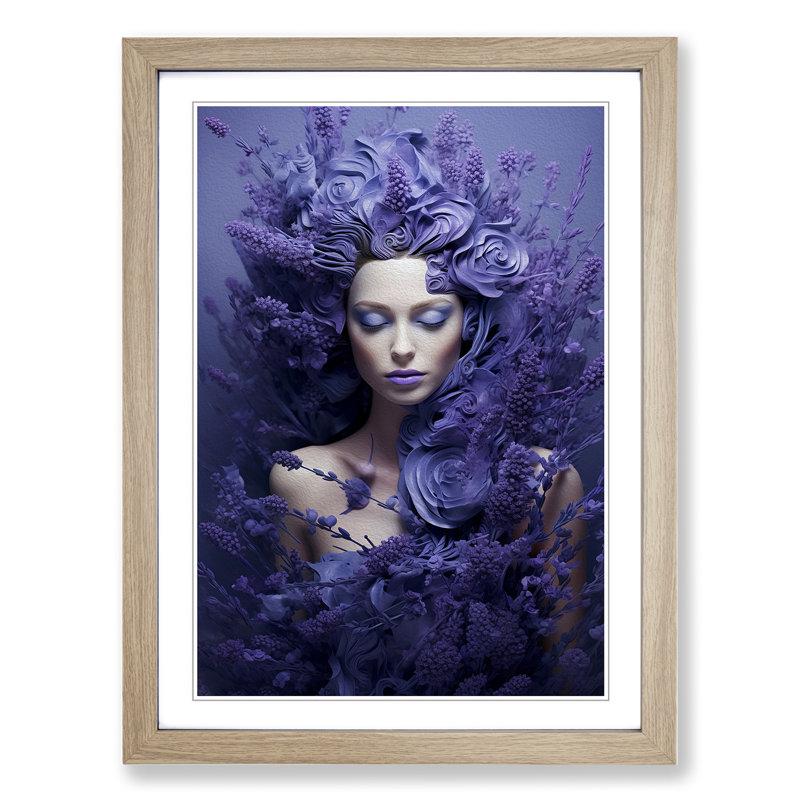 Lavender Flower Surrealism - Framed Print, 64cm H x 46cm W x 2cm D, Oak Framed