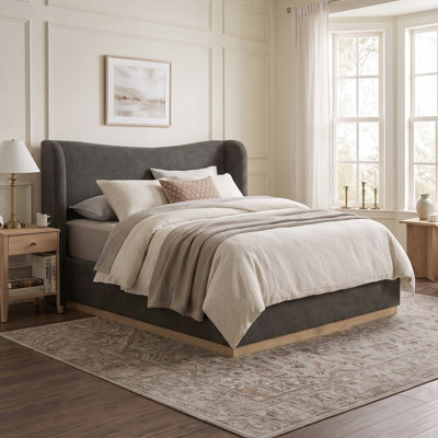 Linen Upholstered Wingback Bed