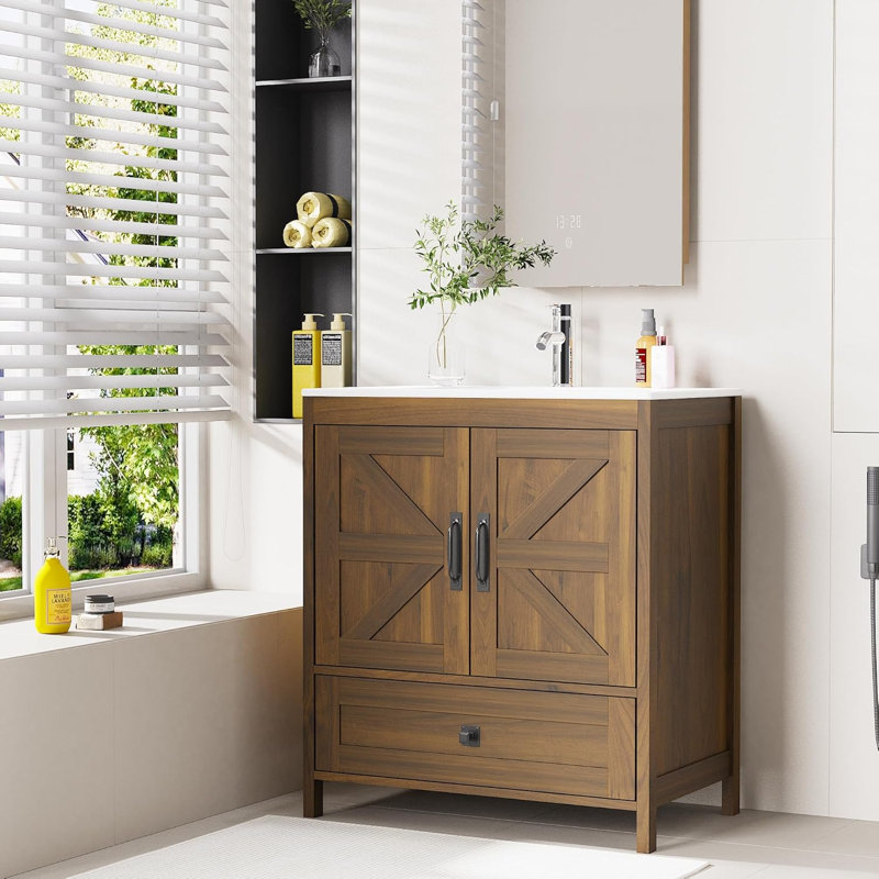 Meuble-lavabo en bois 30 po, brun 3002, Brun, 30"