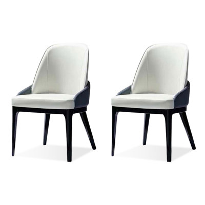 White Solid Back Iron Chair(Set of 2)
