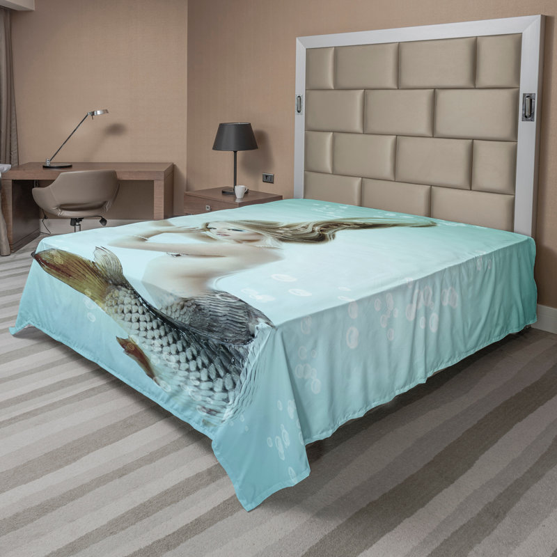 Drap plat Ambesonne Mermaid Mythologic Lady, Très grand californien