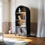 Bibliothèque arquée avec rangement, armoire arquée moderne à 3 niveaux avec porte Mid-Century, bibliothèque arquée