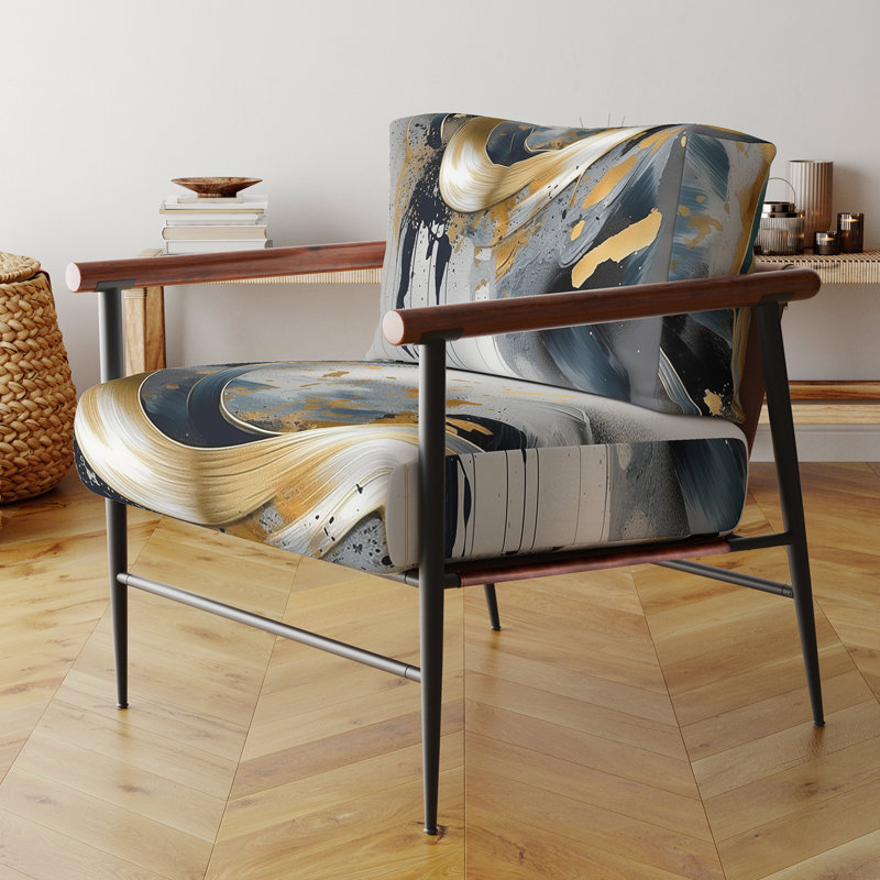 Chaise d'appoint rembourrée Soft Colors Marble Abstract IV, Noir
