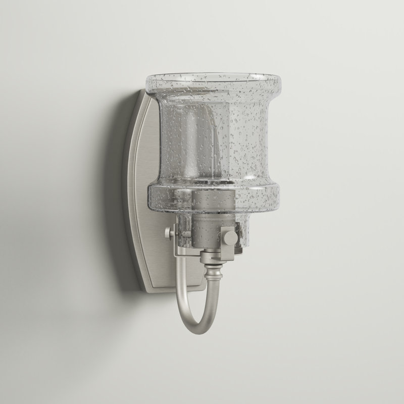 Applique murale de salle de bain 1 lumière en nickel brossé à intensité variable Raleigh