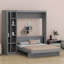 Lit escamotable mural avec rangement intégré, tablettes et éclairage décoratif DEL-784067037