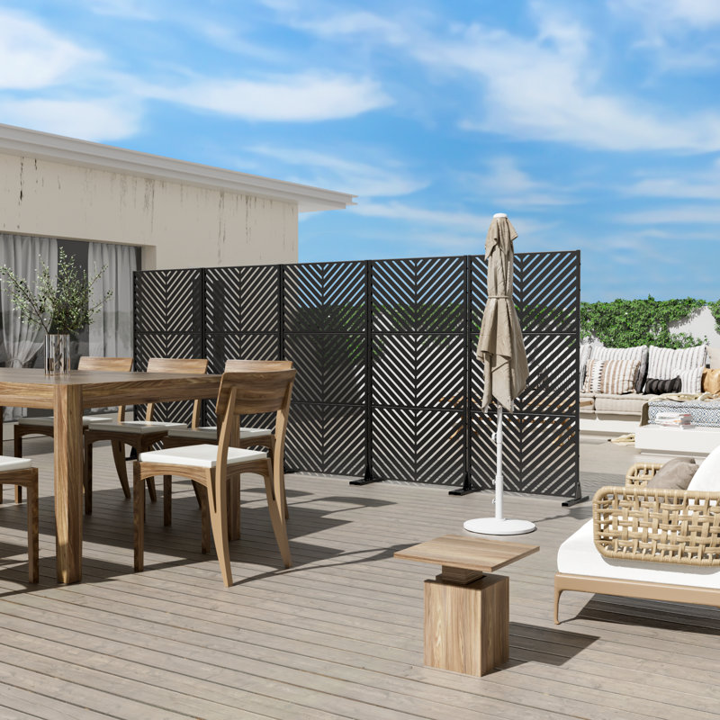 Metal Privacy Screen Fence Panel, 72" H x 35" W x 16" D, Black