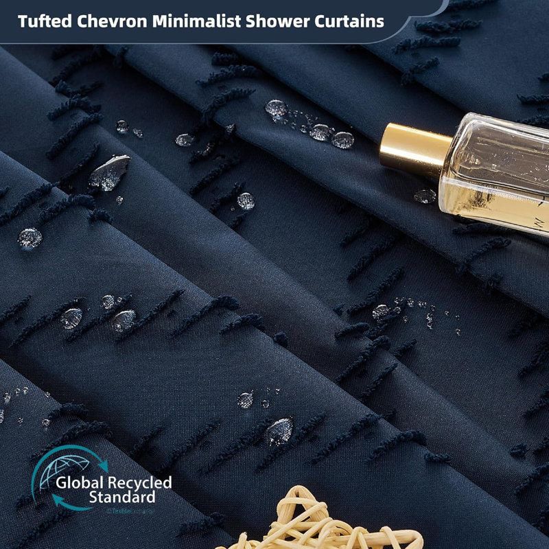 Rideau de douche bleu marine en tissu Boho