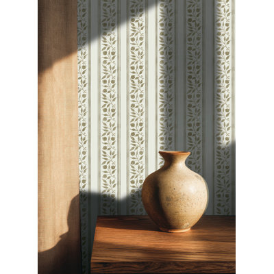 Rosehip Stripe Flax Peel and Stick Wallpaper