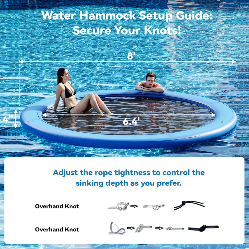 Round Inflatable Floating Dock, Blue, 96" W