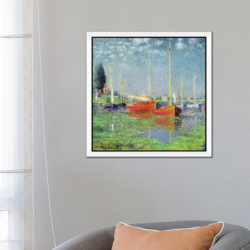 Argenteuil, C.1872-5 by Claude Monet - Painting on Canvas, 93.98 cm H x 93.98 cm W, White Floater Framed