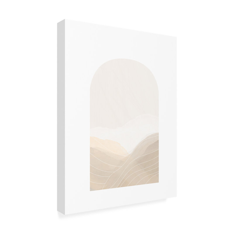 «Bolologia beige», paysage abstrait sur toile par Elena Ristova, H 19 po x l 14 po x P 2 po