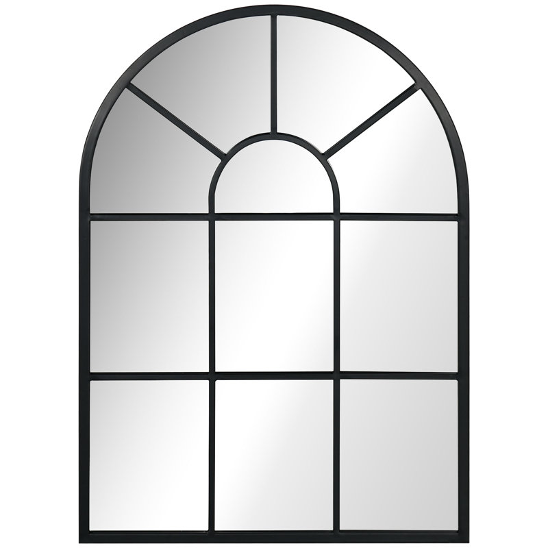 Metal Arch Mirror, 70cm x 50cm, Black