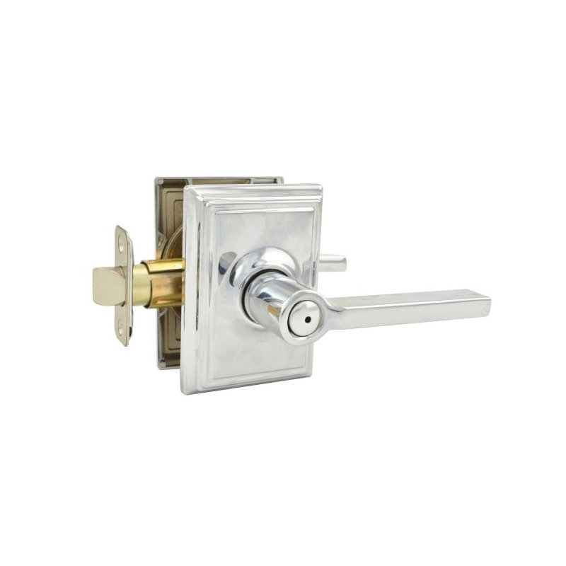 Latitude Lever with Addison Trim Bed and Bath Lock, Polished Chrome
