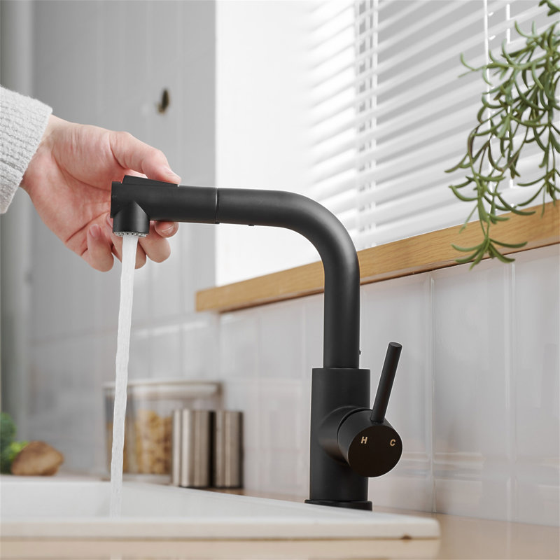 Robinet de lavabo, robinets de cuisine noirs avec douchette extractible, robinet de préparation pour mini-bar