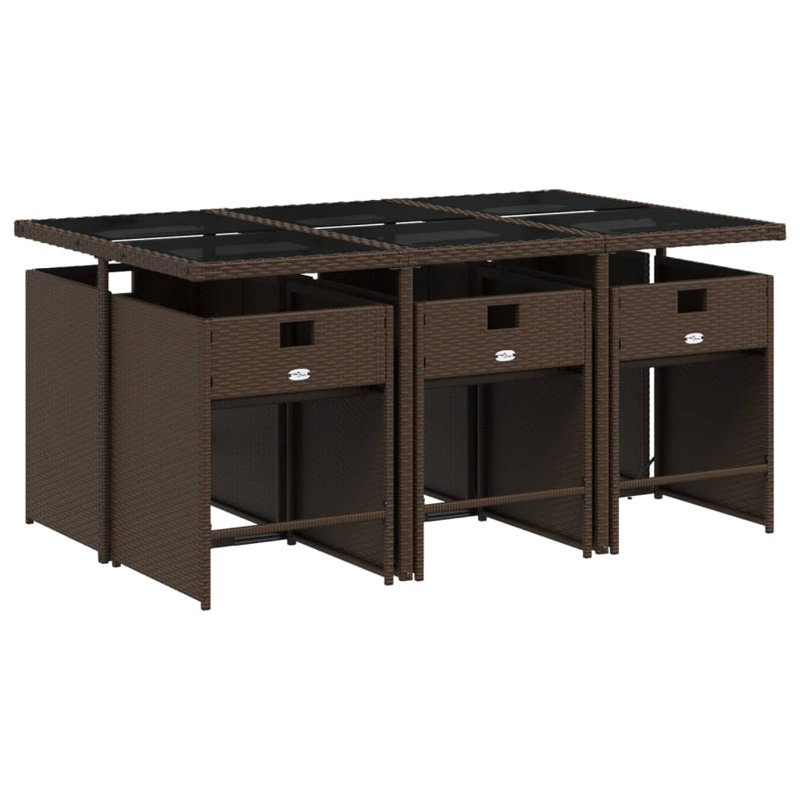 Ensemble repas 7 pièces avec coussins Hokku Designs, Beige, 6, Brun