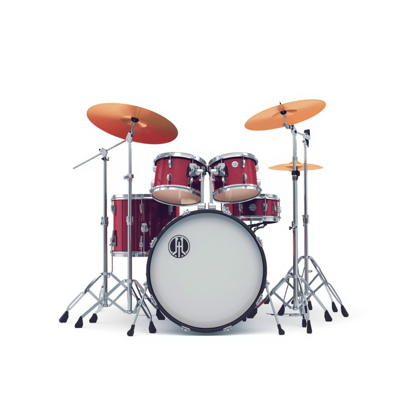 Tapisserie murale Red Drum Kit - Décoration murale tambour, H 104 po x 88 avec 4 œillets