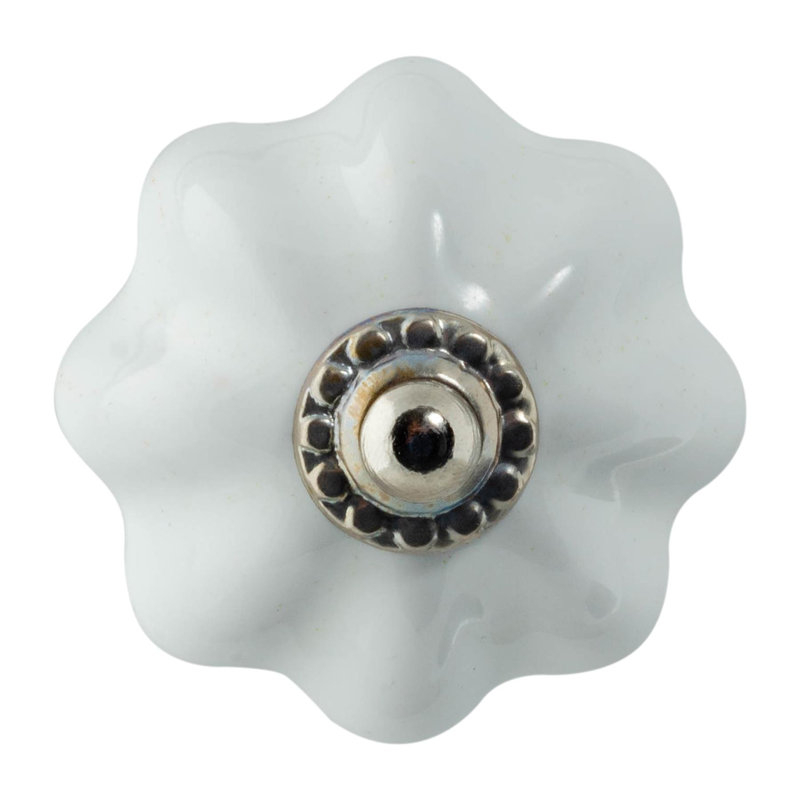 Nicola Spring - Floral Ceramic Cabinet Knob, White