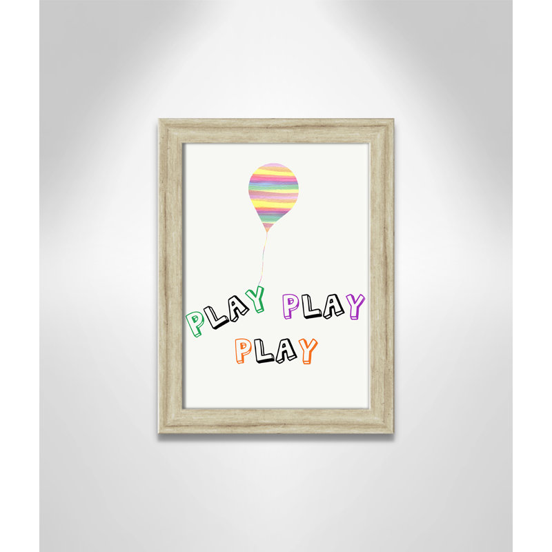 Play Play Play, impression sur papier, H 14 po x l 10 po x P 0,6 po, Cadre plat beige