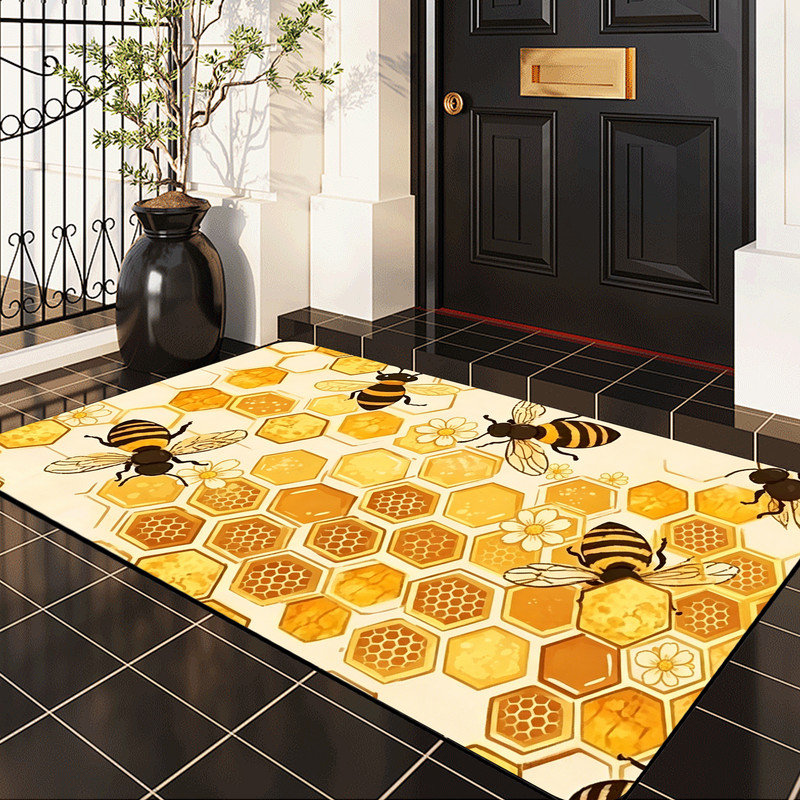  Tapis d'entrée antidérapant pour l'intérieur, 24 po x 36 po, abeille, Daisy honey bee, 24"x36"